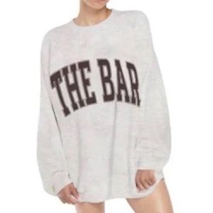 New The Bar Varsity Sweatshirt, Size XL, Grey/Brown